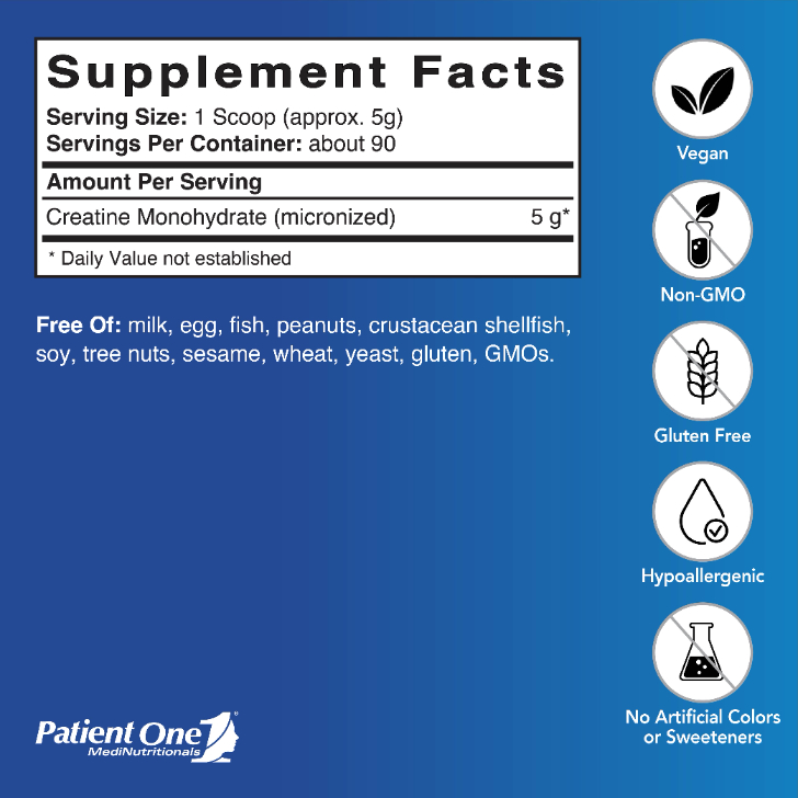 Patient One Formulas: Creatine Monohydrate 5 g Powder Supplement ...